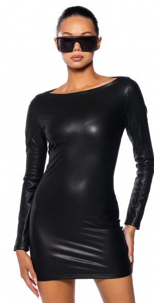 knee length dresses for ladies Akira in Solid Fit and Flare Long Sleeve Midi Dress main image 0