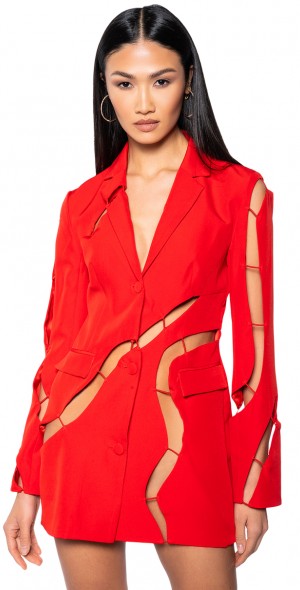 AKIRA - THE BEST PART CUT OUT BLAZER DRESS IN RED