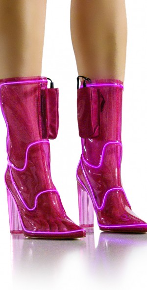AZALEA WANG - LEE LIGHT UP PVC BOOTIE IN FUCHSIA
