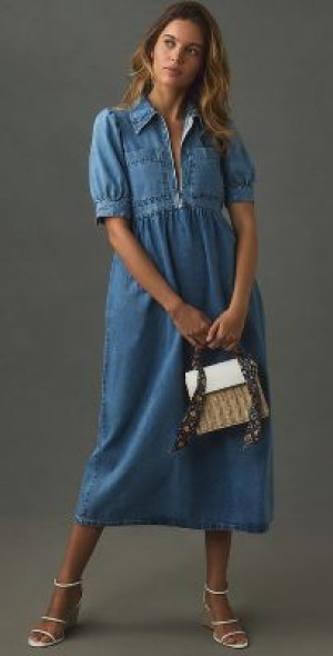 white christmas dresses Blue Denim Pencil Midi Dress – Gabi Swimwear main image 1