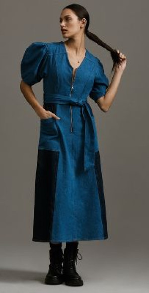 aligne denim midi dress ALIGNE Sleeveless Denim Midi Dress - Blue | Liberty