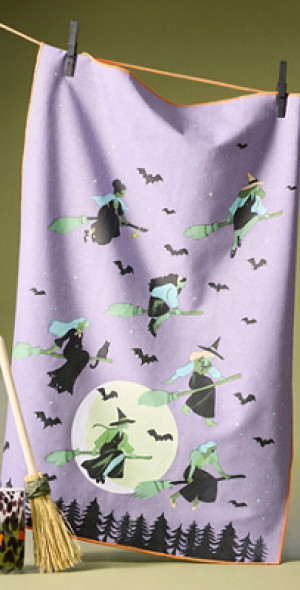 Anthropologie - Let's Ride Witches Dish Towel