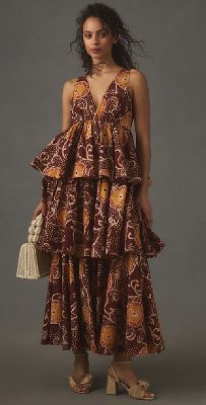 Atsu - V-Neck Floral Tiered Maxi Dress