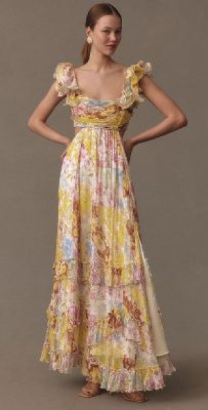 BHLDN - Alivia Chiffon Cutout Printed Midi Dress