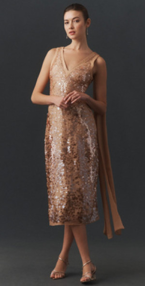 BHLDN - Bella Plunged Sequin Midi Dress