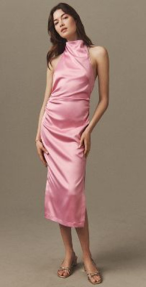 bhldn holly halter stretch satin midi dress BHLDN Dresses