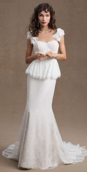 BHLDN Marguerite Peplum Corset Lace Wedding Gown