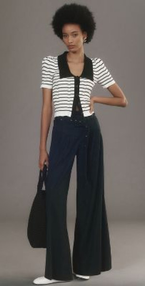 By Anthropologie Linen Belted Wide-Leg Pants