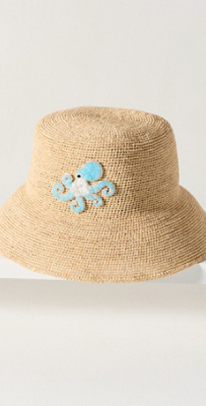 By Anthropologie Octopus Straw Bucket Hat