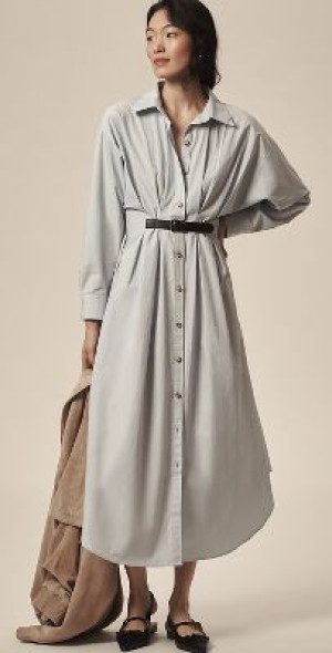 by anthropologie pleated buckle midi shirt dress By Anthropologie
