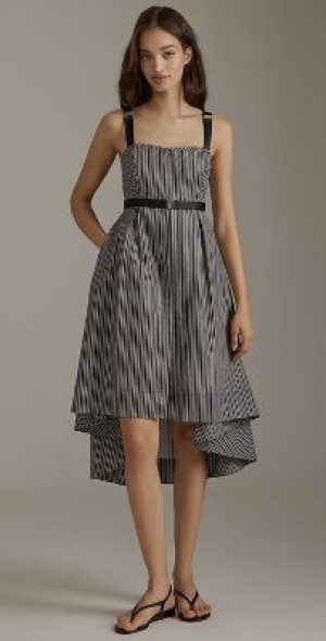 asymmetrical square-neck dress The Ariana Square-Neck Asymmetrical Ruffle-Hem Dress