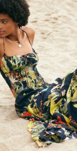 By Anthropologie - The Josephine Smocked Drop-Waist Midi Dress