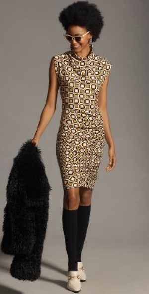 cowl-neck ruched slip dress anthropologie Cowl-Neck Ruched Dress