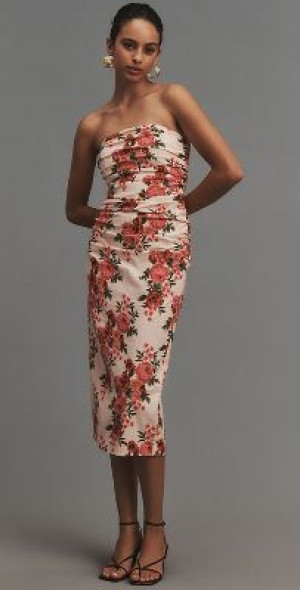 the soleil slim strapless ruched dress By Anthropologie The Soleil Slim Strapless Ruched Mesh Dress new with tag  LP PL