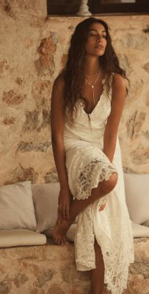 By Anthropologie - V-Neck A-Line Lace Maxi Dress By Anthropologie - V-Neck A-Line Lace Maxi Dress