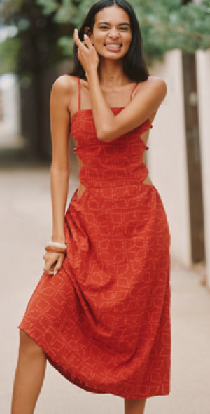 green emerald velvet dress By Anthropologie Sleeveless Draped-Back Asymmetrical Slip Midi Dress   katie + hubbell