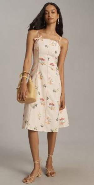 chinese dress ladies Sev Linen Cap-Sleeve Midi Dress main image 1