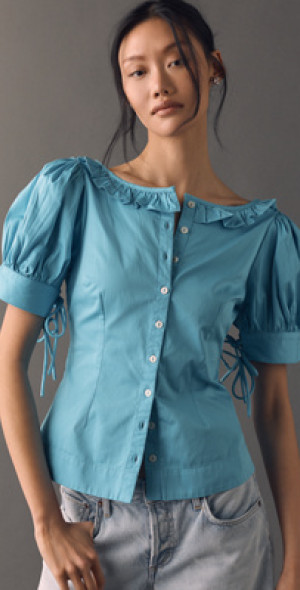 Damson Madder - 100% Cotton Anke Puff-Sleeve Blouse