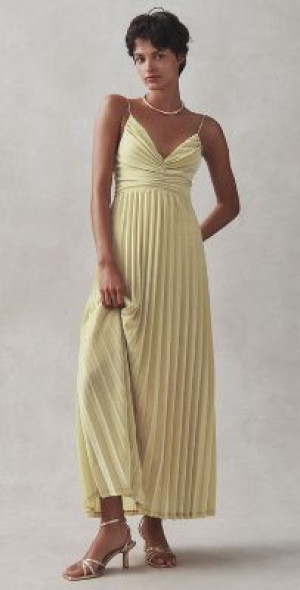 delfi gold pleated silk mini dress Delfi Collective