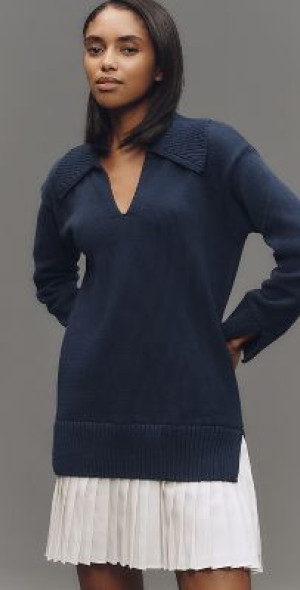 knee length dresses for ladies Cable Knit Pleated Sweater Dress – English Factory main image 0