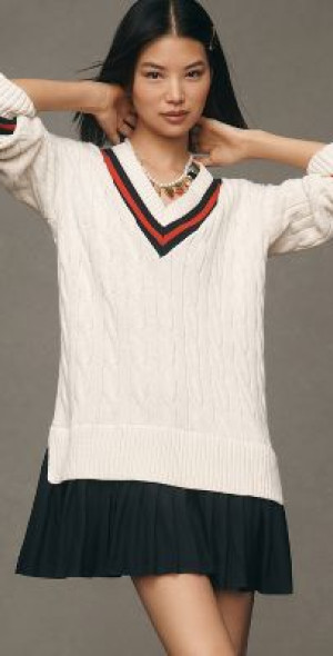 English Factory - Pleated Twofer Sweater Mini Dress