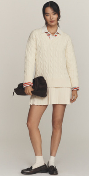 English Factory - V-Neck Long-Sleeve Mini Twofer Dress English Factory - V-Neck Long-Sleeve Mini Twofer Dress