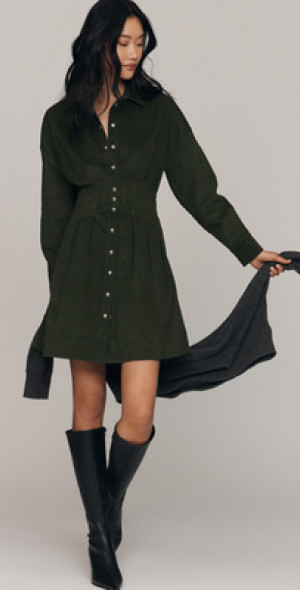 the tobie long sleeve satin mini shirt dress by exquise Exquise The Tobie Long-Sleeve Satin Mini Shirt Dress by Exquise at  MarketFair Shoppes in Princeton, NJ