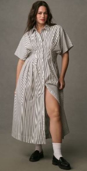 完売品　HYKE Ｔ／Ｃ　ＰＬＥＡＴＥＤ　ＳＨＩＲＴ　ＤＲＥＳＳ HYKE T/C PLEATED SHIRT DRESS