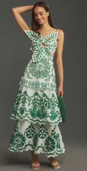 farm rio x anthropologie 3d floral linen midi dress Farm Rio