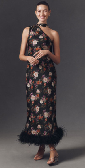 hutch one shoulder pleated dress Hutch One Shoulder Tulle Maxi Dress