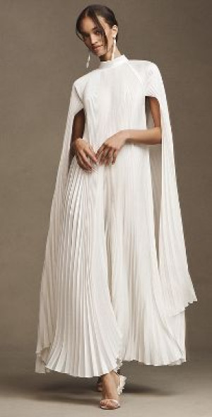l'ide eiffel cape pleated maxi dress L'IDE Eiffel Cape Pleated Maxi Dress