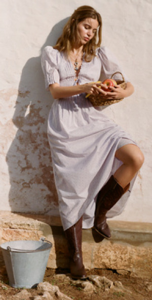 Lovaan - Boehm Short-Sleeve Cotton Midi Dress