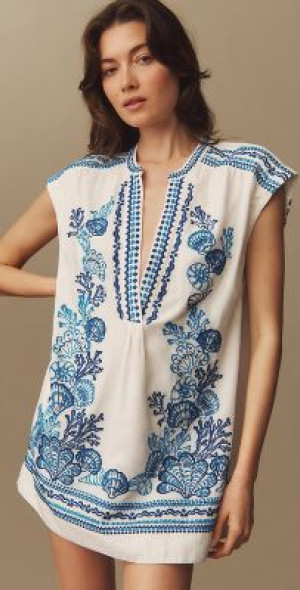 Maeve - Embroidered Linen Tunic Dress