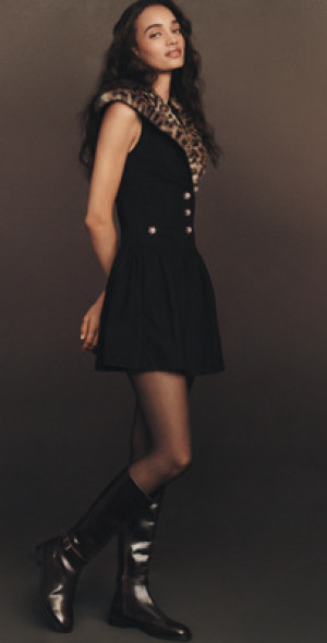 Maeve - Faux Fur Collar Mini Dress