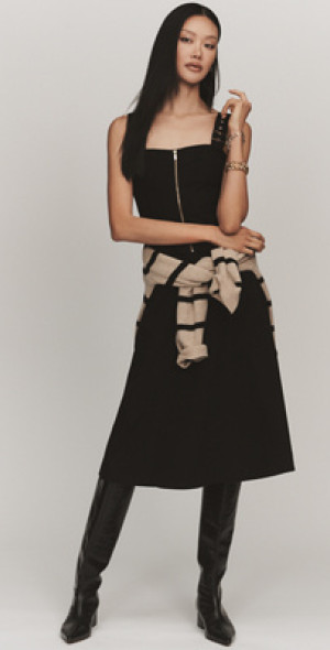 Maeve - Hardware A-Line Zip-Front Midi Dress