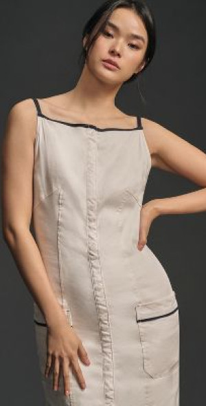 maeve sleeveless collared drop waist midi dress ASTR the Label Casandra Dress in Black,White main image 0