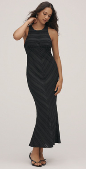 maeve sleeveless fitted a line midi dress Velvi - Maeve Corset Midi Dress is sleeveless Maeve - Sleeveless Textured Slip