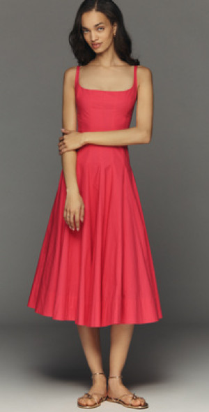 maeve sleeveless fitted a line midi dress Maeve Pleated Midi Dress: Floral Midi Dress, Sundress, Plisse Dress, Blue  Midi, Green Midi, Summer Dress