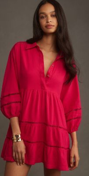 maeve bettina tiered shirt dress Anthropologie The Bettina Tiered Shirt Dress by Maeve Maxi S NWT Black White