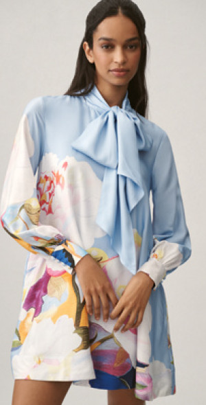 the caroline tie-neck mini dress by maeve The Caroline Sleeveless Tie-Neck Mini Dress