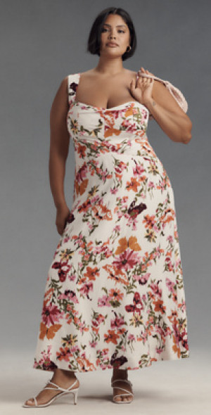 floral midi plus size dress French Riviera Floral Midi Dress in Hot Pink Curves 3XL / hot-pink