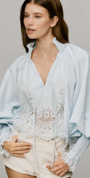 Mare Mare - Lace Inset Long-Sleeve Blouse