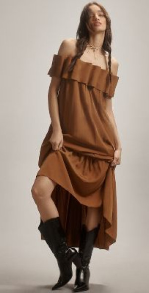 Mare Mare - Off-The-Shoulder 3D Ruffled Midi Dress