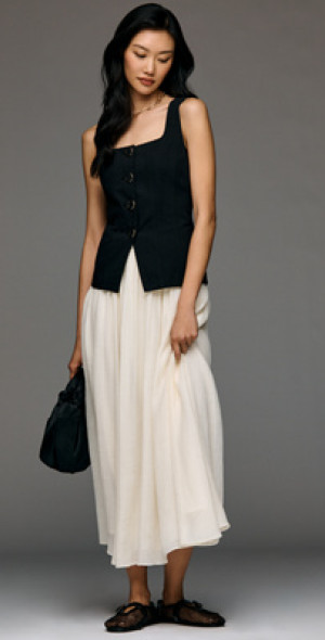 Moon River - Square-Neck Vest Twofer Dress