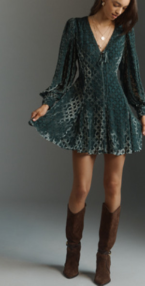 PAIGE - Ambrose Long-Sleeve A-Line V-Neck Mini Dress