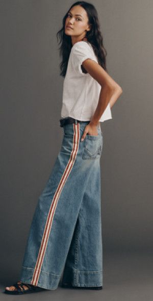 Pilcro - Azura High-Rise Wide-Leg Track Stripe Jeans