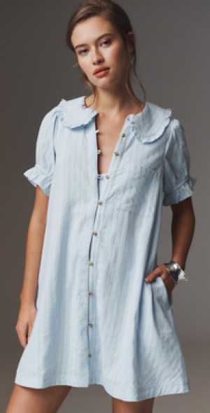 Pilcro - The Keira Collared Button-Front Mini Dress by