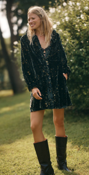 pilcro long-sleeve button-front twofer mini dress Avec Les Filles Long-Sleeve Twofer Mini Dress