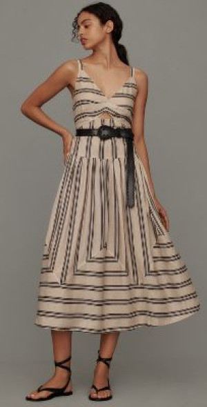 knee length dresses for ladies Storie Dress Linen Black S