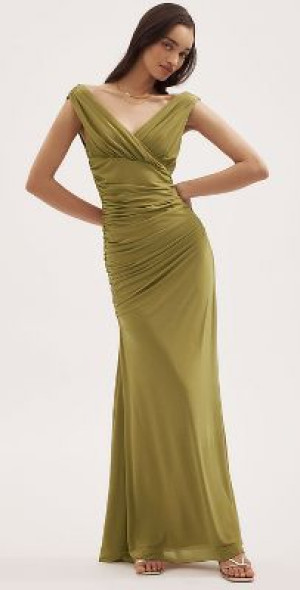 Ronny Kobo - Sophia V-Neck Ruched Maxi Dress